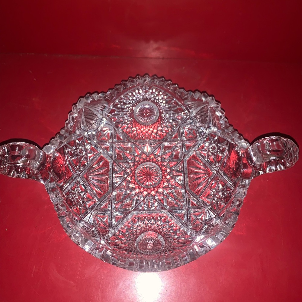 Vintage Imperial Glass Nucut #453 Round Double Finger EAPG Bowl 7.5”